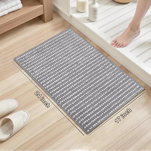 Vista 2 de Tyrot Alfombras de baño ultra absorbentes, 17 x 24 pulgadas, suaves y afelpadas, tapetes de baño para baño, antideslizante, respaldo de caucho