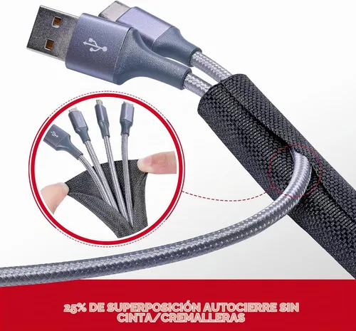 Vista 4 de Cable trenzado dividido negro de 1/2 pulgadas -12 pies de mangas de gestión Flexible Woven Braided Cover Self-Wrapping Wire Loom Cord Protector