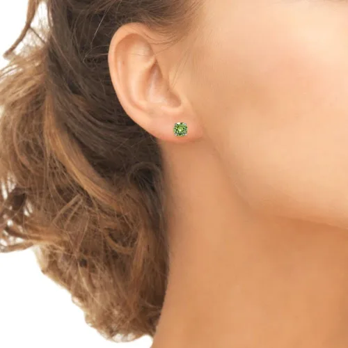 Vista 3 de Sterling Silver 6mm Round-cut Prong-set Stud European Crystal Earrings for Women Girls
