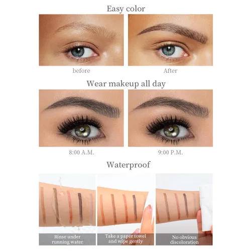 Vista 7 de Lápiz de cejas con microcabezal de 4 puntas, bolígrafo de microblading líquido para cejas, bolígrafo de cejas micro de 4 puntos de larga duración