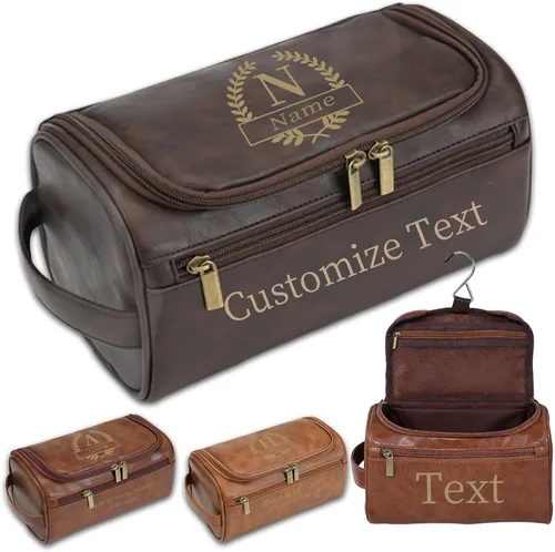 Vista 10 de Regalos personalizados para hombre Neceser Marrón oscuro