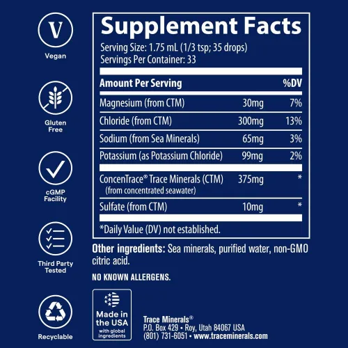 Vista 3 de Trace Minerals Suplemento iónico de potasio, 99 mg, gotas líquidas, 2 fl oz