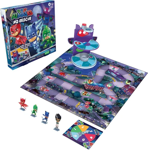 Vista 11 de PJ Masks Hasbro Gaming HQ Rescue - Juego de mesa para niños, juegos preescolares, Race to Stop Romeo, incluye torre de plástico 3D