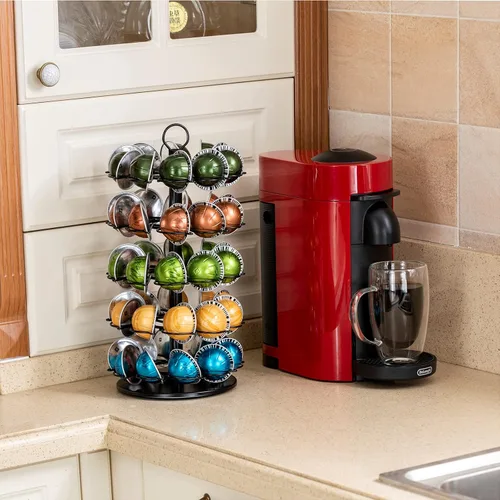 Vista 5 de Soporte de carrusel Vertuo de 5 niveles para Nespresso Vertuo Pod Coffee Pod Holder (capacidad de 50 cápsulas)