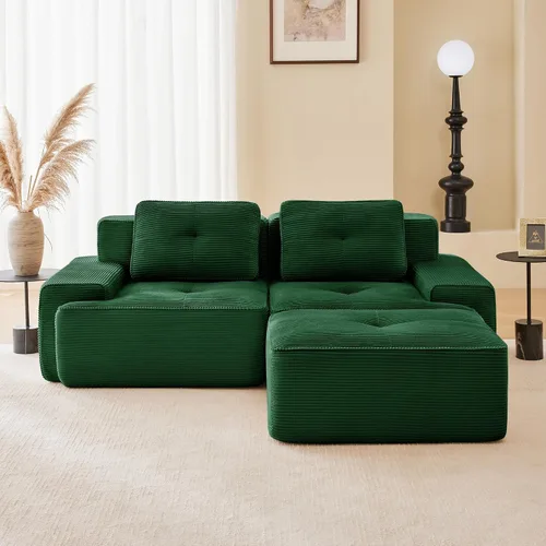 Vista 80 de Sofás modulares sin hueso de 152.8 pulgadas para sala de estar, sofá modular con diván en forma de L, cómodo asiento profundo tapizado de tela