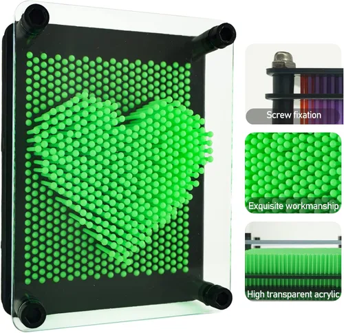 Vista 4 de Juguete sensorial 3D Pin Art Tamaño 5x3.7 pulgadas Agujas Pin Impresión Juguete Intelectual Divertido Rainbow Juguetes, Verde