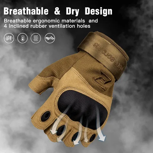 Vista 4 de FREE SOLDIER Outdoor Gloves for Men, Fingerless Motorcycle Gloves for Cycling Hiking Camping Climbing, Airsoft Gloves for Paintball