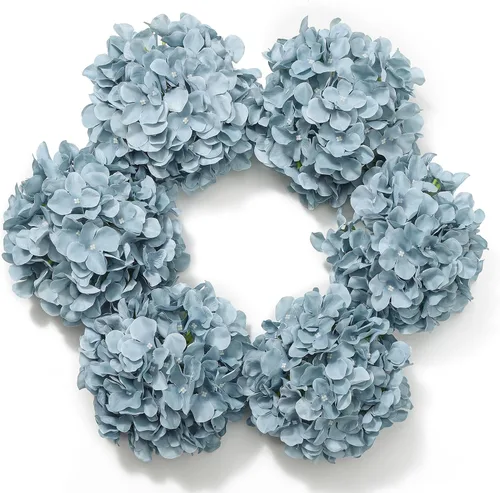 Vista 21 de DuHouse Hortensias artificiales de seda con tallos, hortensias falsas para bricolaje, centro de mesa de boda, decoración del hogar, paquete de 6
