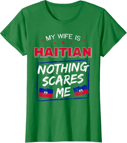 Vista 30 de My Wife Is Haitian Republic of Haiti Heritage Roots - Camiseta con bandera, Negro, S