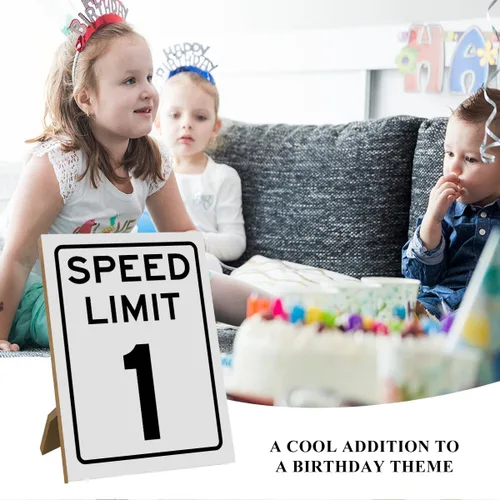 Vista 5 de Letrero de límite de velocidad 1, decoración de cumpleaños de coche de carreras, decoración de fiesta de cumpleaños para niños fanáticos