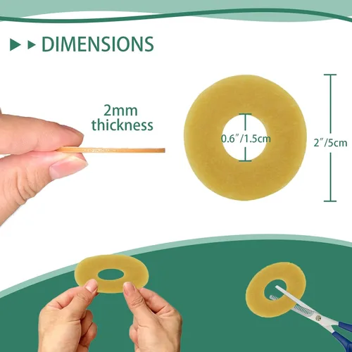 Vista 5 de 30 anillos de barrera para ostomía, sellos cohesivos de cinta hidrocoloide de 0.079 pulgadas de grosor, extensor elástico moldeable de piel