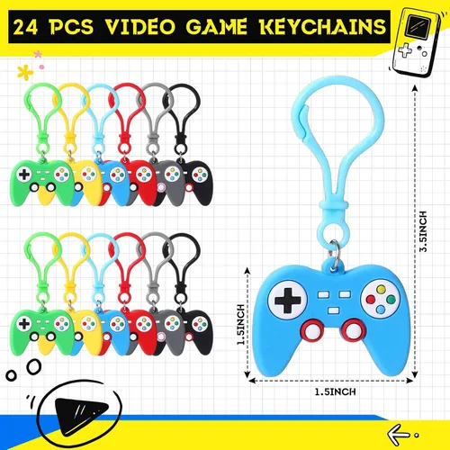 Vista 3 de Skylety Juego de 72 piezas de recuerdos de fiesta de videojuegos, pulseras de goma, sellos de videojuegos, llavero de langosta acrílico, suministros