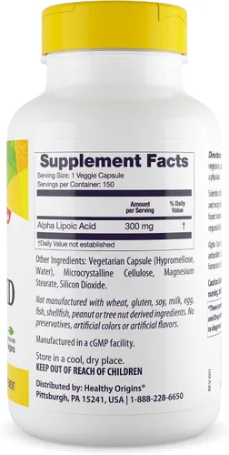 Vista 3 de Healthy Origins Multi vitaminas de ácido alfa lipoico, 300 mg, 150
