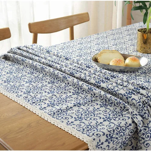 Vista 5 de Bringsine - Mantel de lino lavable, diseño vintage, varios tamaños