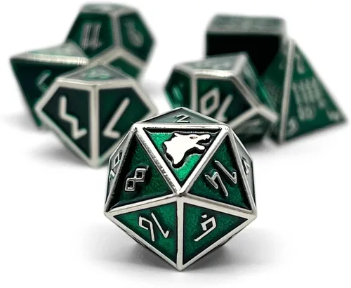Vista 6 de Norse Foundry Banshee Wail - Juego de 7 dados poliédricos de metal completo para juegos de matemáticas DND Pathfinder