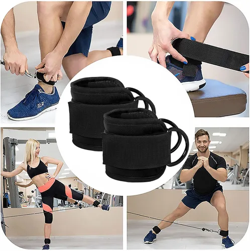Vista 9 de Tobilleras de muñeca para máquina de cable, paquete de 4 correas acolchadas de neopreno ajustables, cómoda correa de tobillo para muñeca