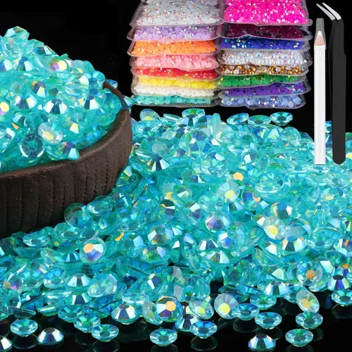Vista 45 de 15000 diamantes de imitación de resina de 0.079 pulgadas a granel, diamantes de imitación de gelatina redondos negros con parte trasera plana, gemas