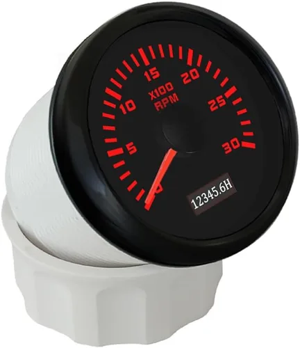 Vista 2 de ELING 52mm Generador 3000RPM Tacómetro con medidor de horas 12V 24V con retroiluminación roja