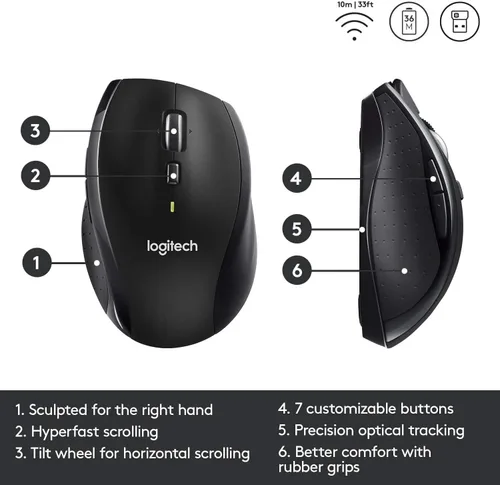 Vista 6 de Logitech Ratón inalámbrico de maratón M705 (renovado)