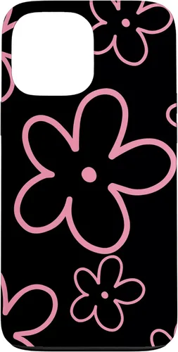 Vista 24 de Pink Black Flower Retro Modern Boho Floral Aesthetics Case for iPhone 17
