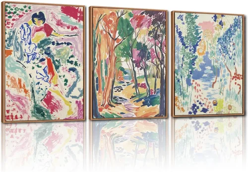 Vista 70 de CHDITB Juego de arte abstracto en lienzo enmarcado moderno para pared, ilustraciones contemporáneas para decoración del hogar, pintura de pared