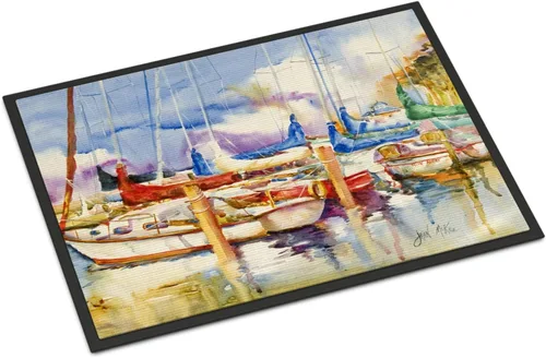 Vista 123 de Caroline's Treasures JMK1017JMAT - Tapete de caza de rana garza azul, 24 x 36 pulgadas, tapete para puerta delantera, interior y exterior