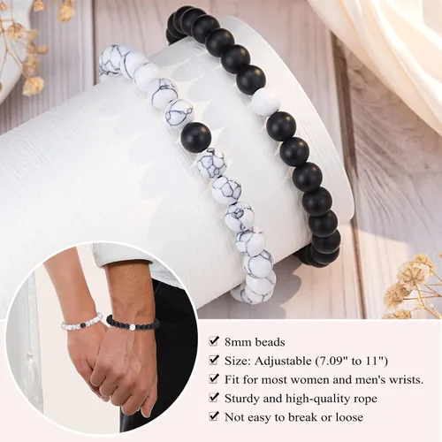 Vista 3 de UNGENT THEM Juego de pulseras ajustables a juego para parejas, regalos para novio, novia, pareja, marido, esposa, prometido, alma gemela, hombres