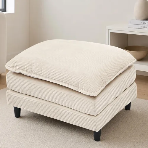 Vista 28 de Sofá de nube en forma de L de 73.5 pulgadas, sofá modular con mesa auxiliar otomana, sofá biplaza de pana con almohada, cómodo y moderno sofá