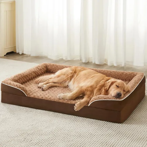 Vista 8 de WNPETHOME Camas para perros de gran tamaño, sofá cama ortopédica lavable para perros con forro impermeable y parte inferior antideslizante para Gris