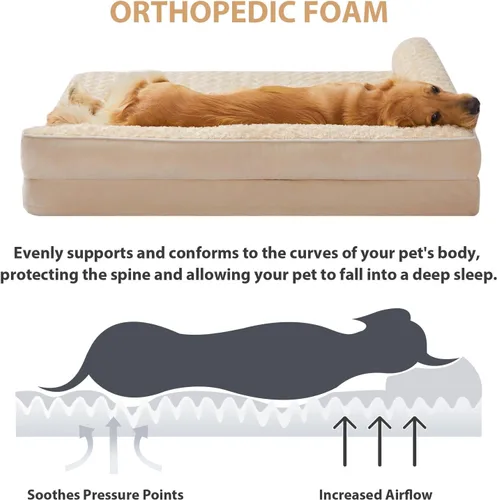 Vista 3 de BFPETHOME - Camas ortopédicas para perros grandes - Sofá para perros impermeable con funda extraíble y lavable, cama grande para mascotas con forro