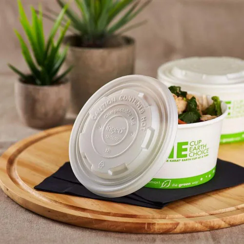 Vista 4 de Karat Earth KE-KDL114 - Recipientes de papel compostables para alimentos, tapa plana (paquete de 500)