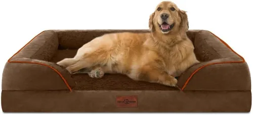 Vista 172 de Comfort Expression - Cama ortopédica para perros medianos, 28 x 19 pulgadas, cama impermeable y de apoyo de espuma con cojines removibles, sofá