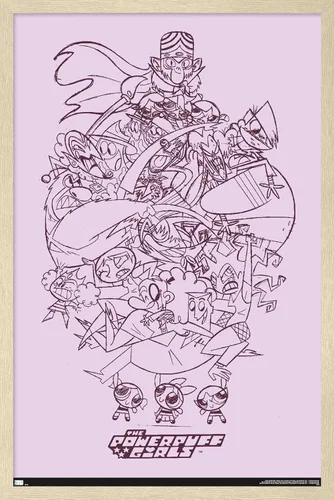 Vista 7 de Trends International Póster de pared de boceto de grupo de chicas superpoderosas, 14.725 x 22.375 pulgadas, versión enmarcada de madera de granero