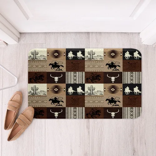Vista 11 de Feelyou Aztec Bathroom Rugs Aztec Southwestern Printed Bath Mats for Bathroom Bohemian Bath Rugs for Shower Tub Cowboy Cowgirl Bathroom Accossories