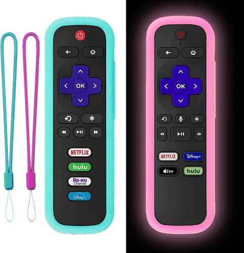 Vista 14 de Funda protectora de silicona para control remoto de Roku Funda universal para control remoto Roku de TCL Hisense con rastreador, luz en la Azul