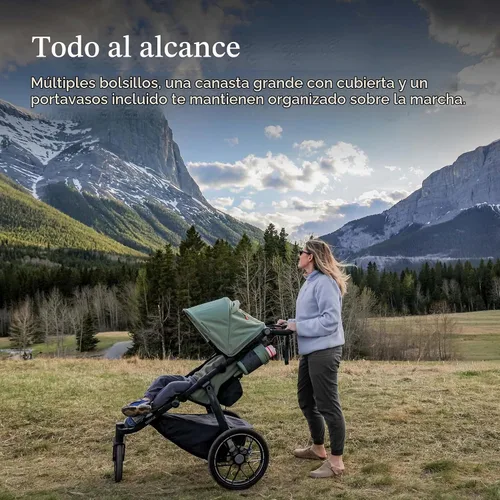 Vista 8 de UPPAbaby Ridge V2 Jogging Stroller - Suspensión todo terreno - Evelyn Evelyn (verde prado)