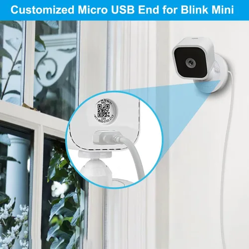 Vista 5 de Itramax Cable de carga Blink Mini de 15 pies con adaptador de pared (1 unidad) no para Blink Mini 2, cable de extensión de carga de cámara frontal