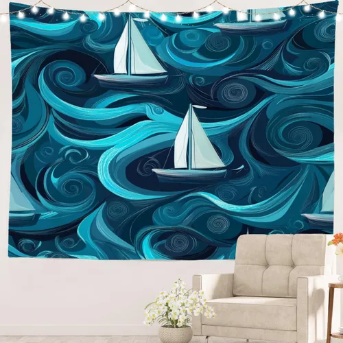 Vista 52 de Batmerry Peaceful Retreat Beautiful Landscape Polyester Tapestry, Blooming Garden Setting Lightweight Wall Hanging High-Definition Print Backdrop