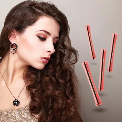Vista 5 de WILLBOND 48 piezas de varillas de plástico rosa permanente larga variedad para el cabello Perm Rods Hair Curling Roller Accesorios para mujeres