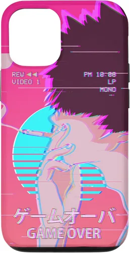 Vista 28 de Funda retro para iPhone 16 Vaporwave Aesthetic Emo Anime Boy Sad Game Over Lofi