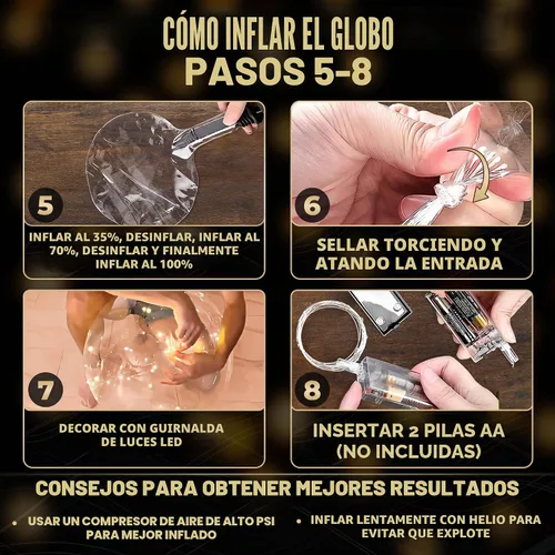 Vista 5 de 10 globos iluminados para fiestas, hechos de material TPU transparente