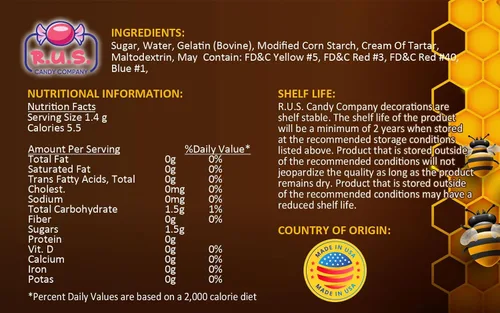 Vista 2 de R.U.S. Candy Company - Decoraciones comestibles para tartas de abejorro, 24