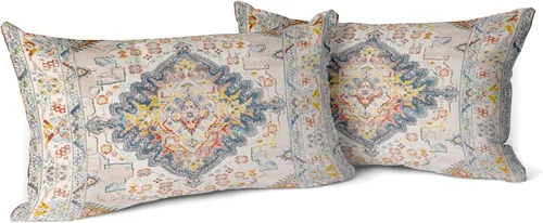 Vista 22 de Snycler Fundas de almohada boho 16x16 pulgadas juego de 2, almohadas de estilo boho para sofá en azul marino, rojo, geométrico, floral, decorativas