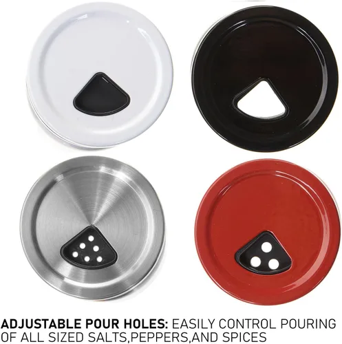 Vista 3 de Juego de saleros y pimenteros con agujeros ajustables para verter – Salero de vidrio y pimienta para sales del Himalaya, Kosher y marinas – Juego