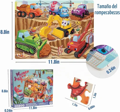 Vista 5 de Rompecabezas de madera para niños de 4 a 6 a 8 años, rompecabezas de 48 piezas para niños de 3, 4, 5, 6, 7, 8 años, rompecabezas de preescolar