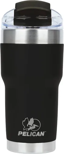 Vista 14 de Pelican Hydration Pelican Traveler™ - Vaso aislado al vacío de 22 onzas, de acero inoxidable, doble pared, con tapa doble, taza de café aislada
