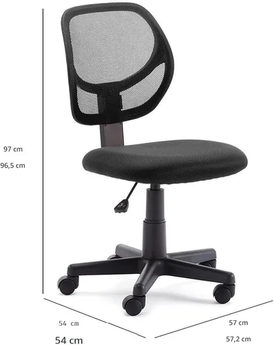 Vista 3 de Amazon Basics Silla de oficina con respaldo bajo, malla transpirable, altura ajustable, asiento acolchado, ruedas giratorias, soporte de espalda