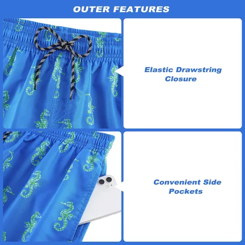 Vista 3 de Cozople Traje de baño para hombre con forro de compresión de 5.5 pulgadas, secado rápido, traje de baño tipo bóxer con forro