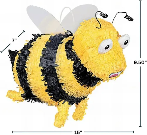 Vista 2 de Bumble Bee Pinata - Papel amarillo y negro, 15 x 9.5 pulgadas (1 unidad), adorable decoración de fiesta, perfecto para cumpleaños y celebraciones