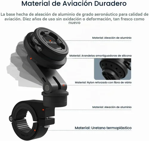 Vista 3 de Soporte de teléfono para motocicleta, soporte para teléfono celular con módulo amortiguador de vibraciones, soporte de manillar de bicicleta frontal